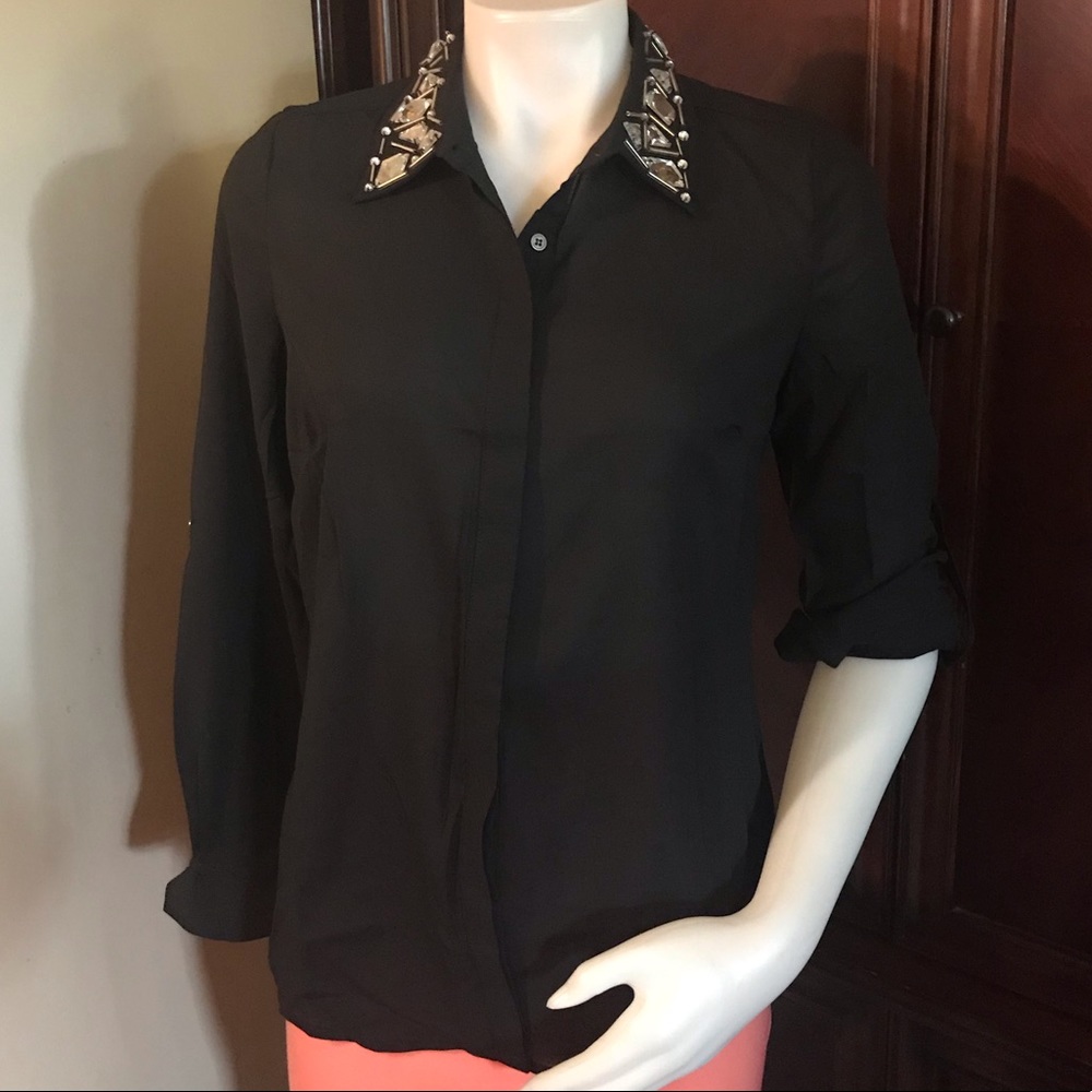 🆕 La Scala Black Long Sleeves Blouse-Med